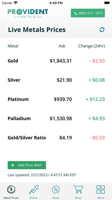 Gold & Silver Provident Metals Screenshot