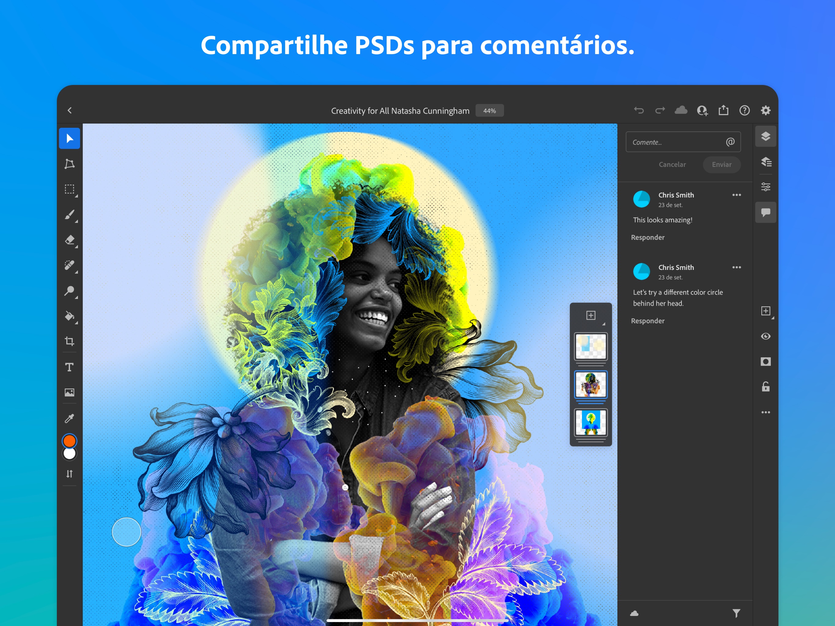 Screenshot do app Adobe Photoshop