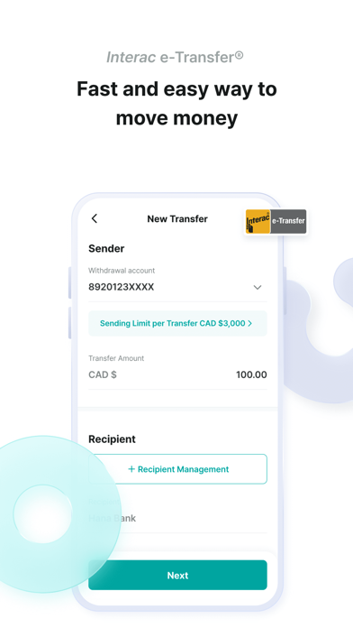 Hana Bank Canada Screenshot
