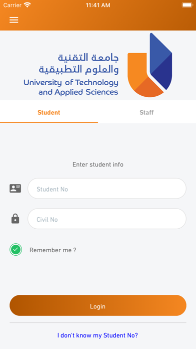 UTAS Mobile App Screenshot