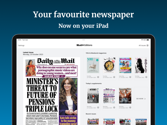 Daily Mail Newspaper iPad app afbeelding 1