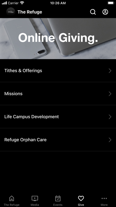 The Refuge Mobile App Screenshot