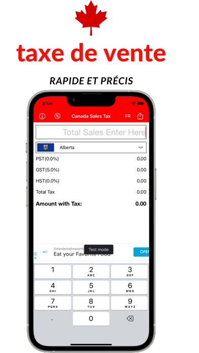 Screenshot #1 pour Calculateur de taxe de vente