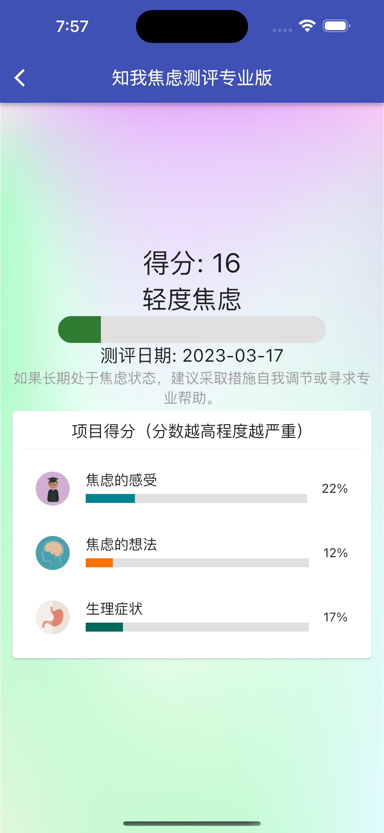 专业焦虑测评 - 伯恩斯焦虑情绪自查表（BAI）