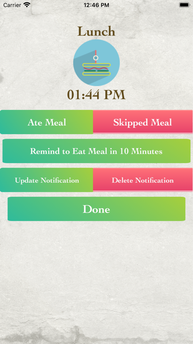 EatMeal Notifier Reminder Screenshot