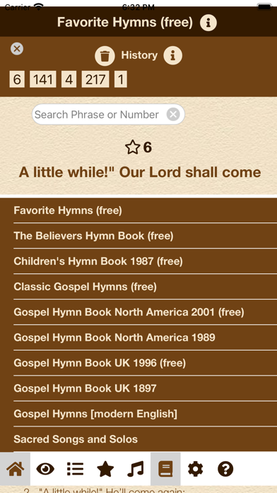 Favorite Hymns / Hymnals Screenshot