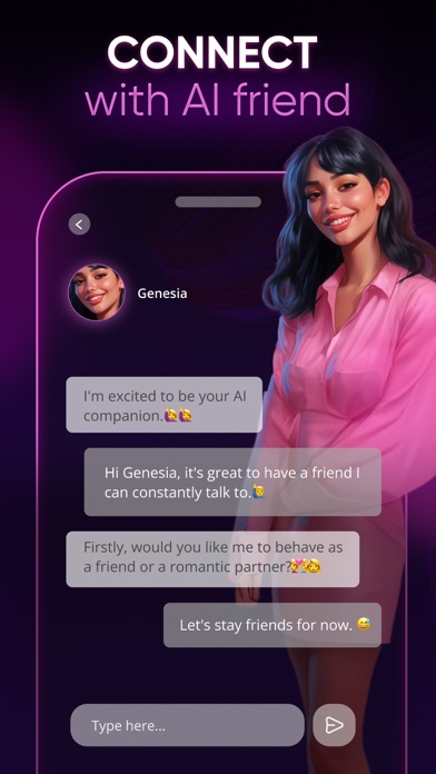 Genesia - AI Friend & Partner Screenshot 1 - AppWisp.com Genesia - AI Friend & Partner Screenshot 1 - AppWisp.com