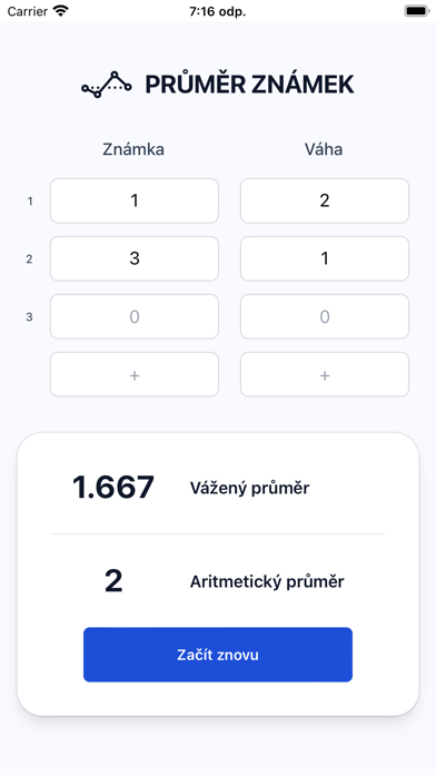 Průměr známek Screenshot
