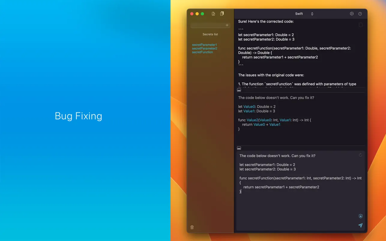 #3. ObfusCat: AI Code Assistant (macOS) От: Pavlo Shyrinskykh