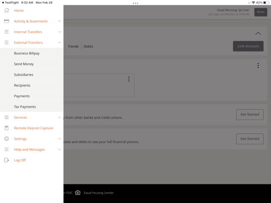 Orange Bank & Trust Mobile App iPad screenshot 2 - Finance app