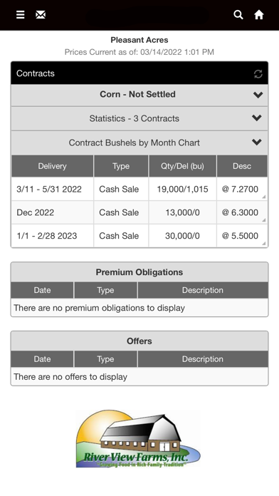River View Farms Grain Portal Screenshot