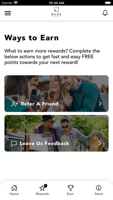 Bare Aesthetic Medspa Rewards Screenshot