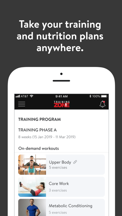 Training Zone App Screenshot