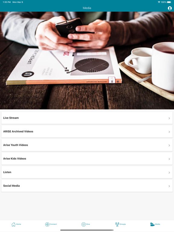 Arise Christian Church iPad screenshot 3 - Lifestyle app