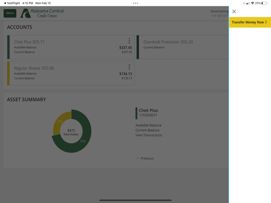 Alabama Central Credit Union iPad screenshot 4 - Finance app
