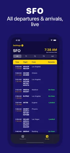 Screenshot 1 SFO Live Flight Schedule iphone