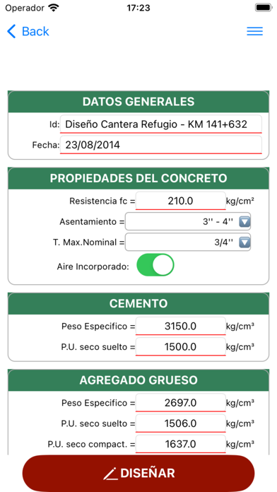 Screenshot 1 of Diseno de Concreto App