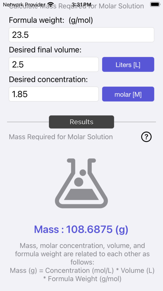 Mass Molarity Calculator - 1.3 - (iOS)