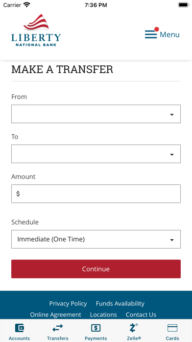 myLiberty Mobile Banking Screenshot