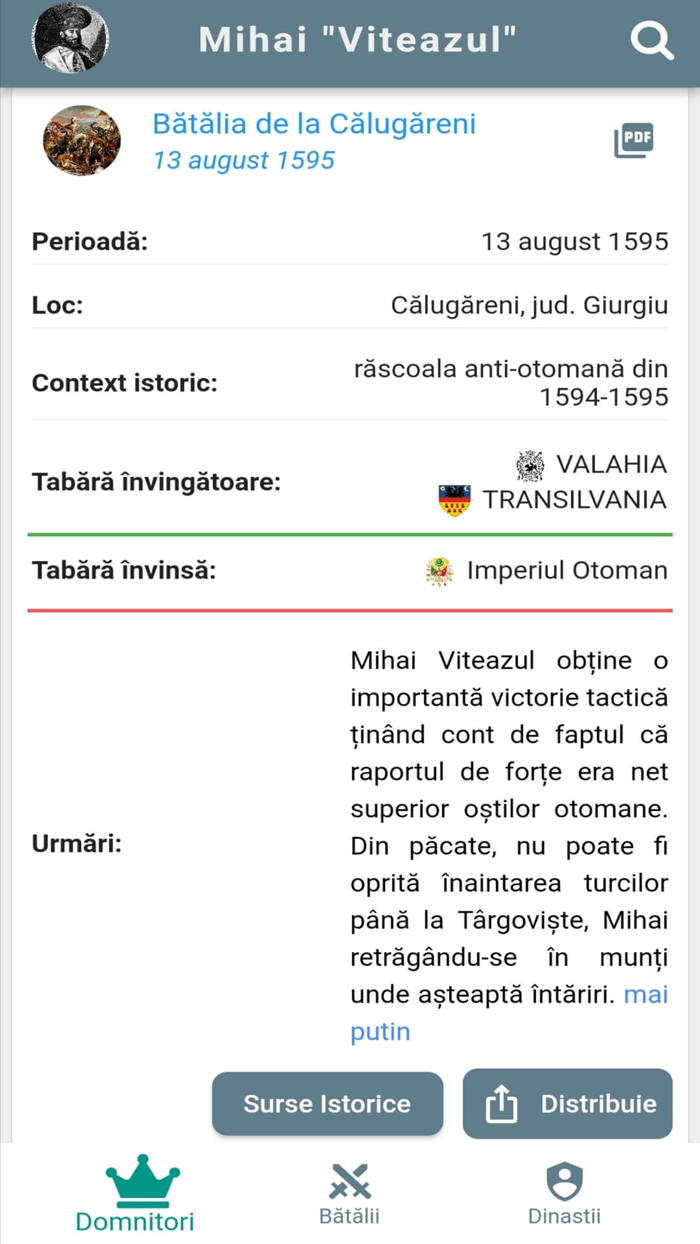 Istorie - Domnitori și Bătălii