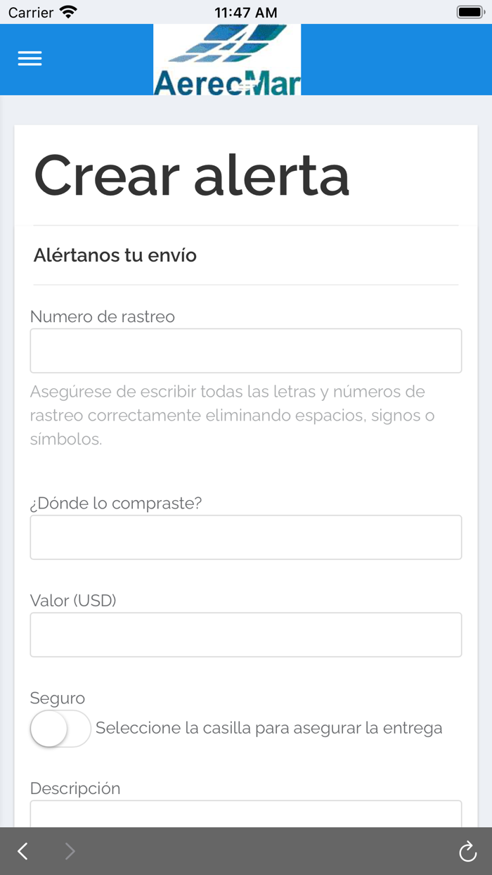 AereoMar App de Casilleros