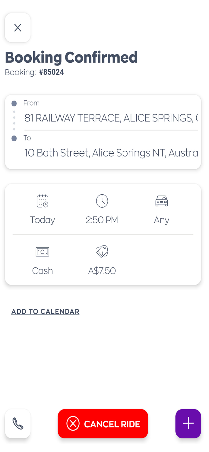 Alice Springs Taxi Booking App