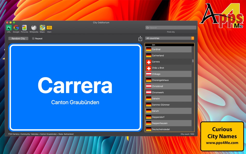 #4. Curious City Names (macOS) By: @pps4Me