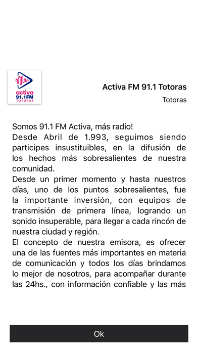 Activa FM 91.1 Totoras Screenshot