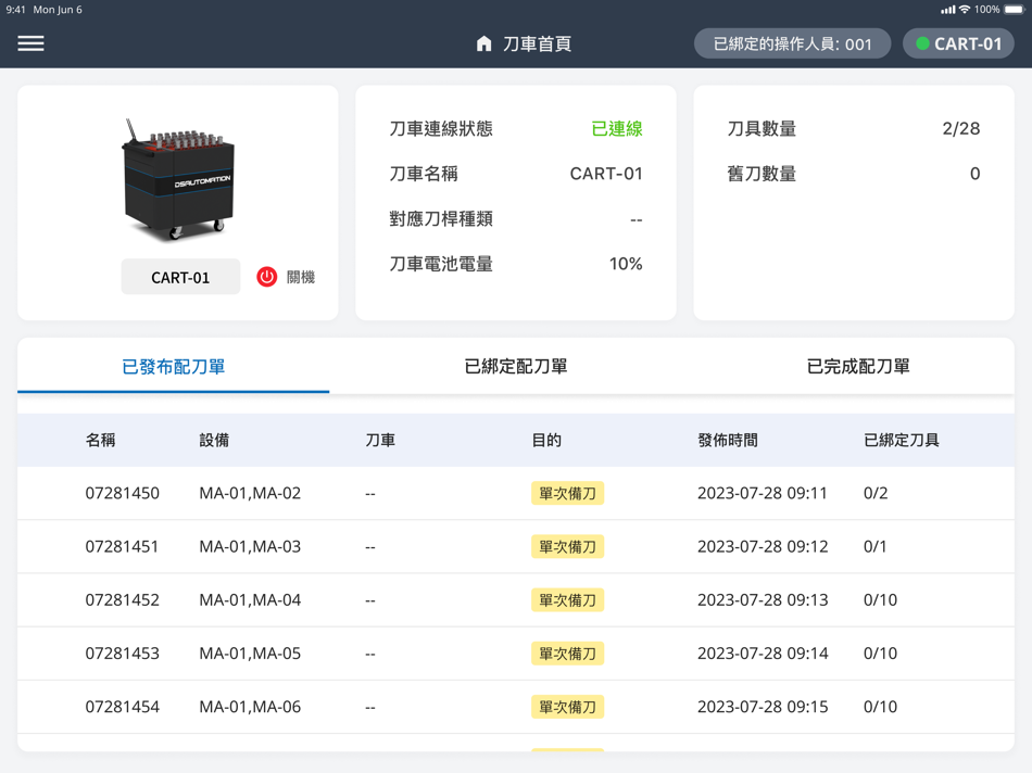 #1. 刀具管理 (iOS) 由: DA SHIANG AUTOMATION INDUSTRIAL CO., LTD