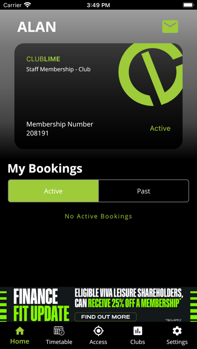 Club Lime Member ID Screenshot