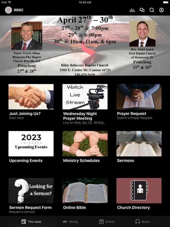 Bible Believers Baptist Church iPad screenshot 1 - Education app