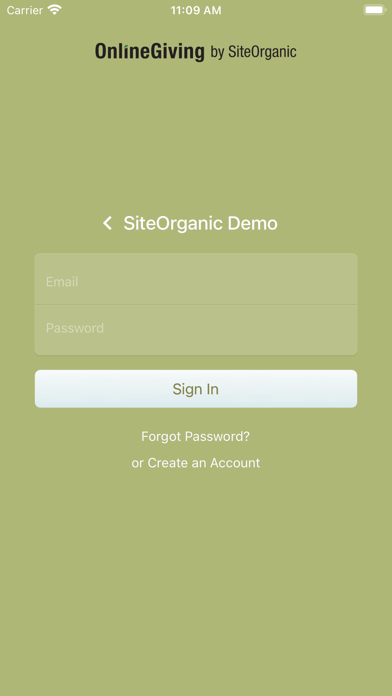 SiteOrganic Online Giving Screenshot