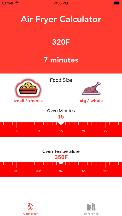 Air Fryer Calculator Screenshot