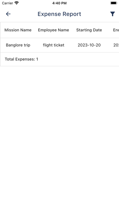 Traveling Expenses Screenshot