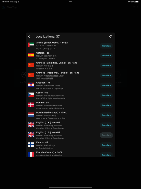 NexTran App Listing Translator