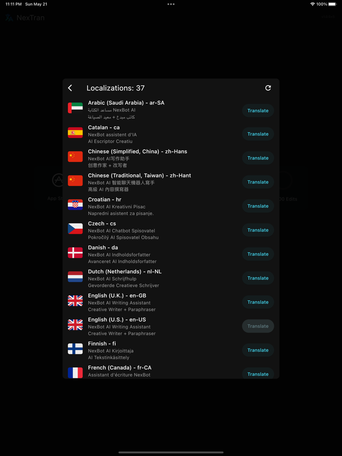 NexTran App Listing Translator