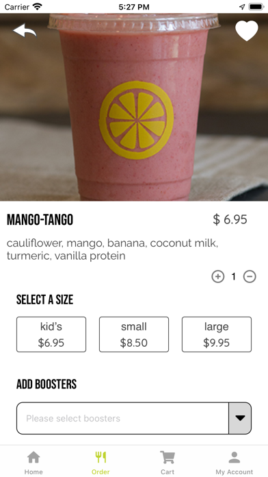 Green & Tonic Ordering Screenshot