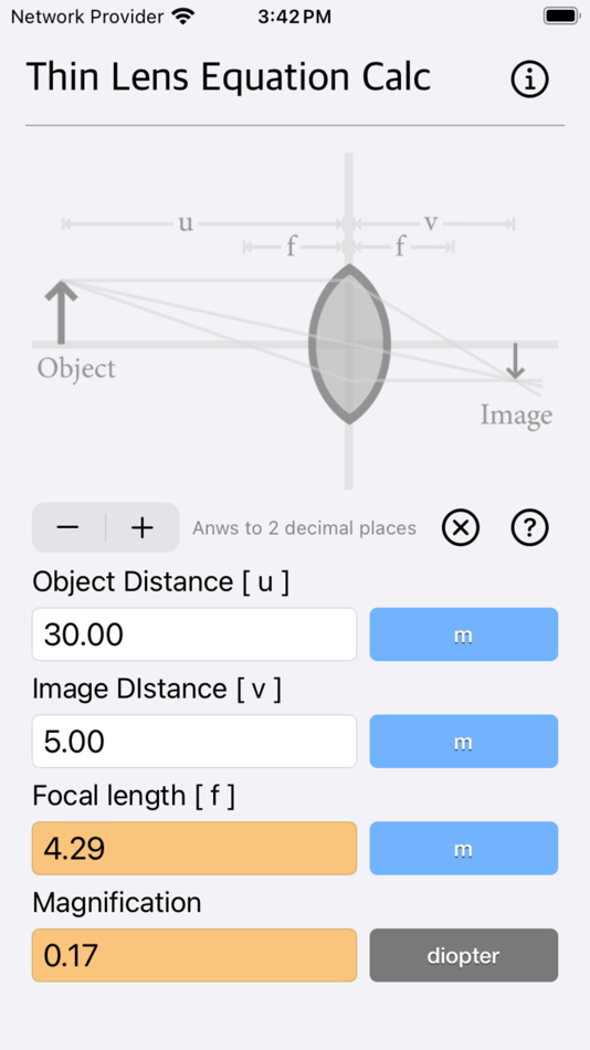 Thin Lens Equation Calc - 1.2 - (iOS)