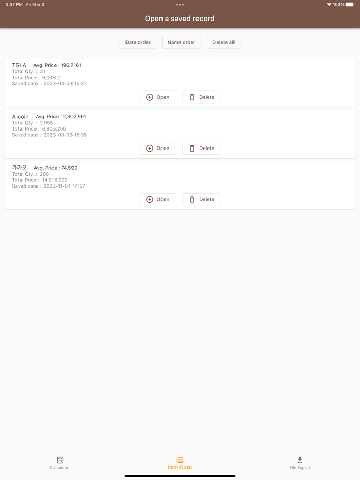 Avg. Price Calculator