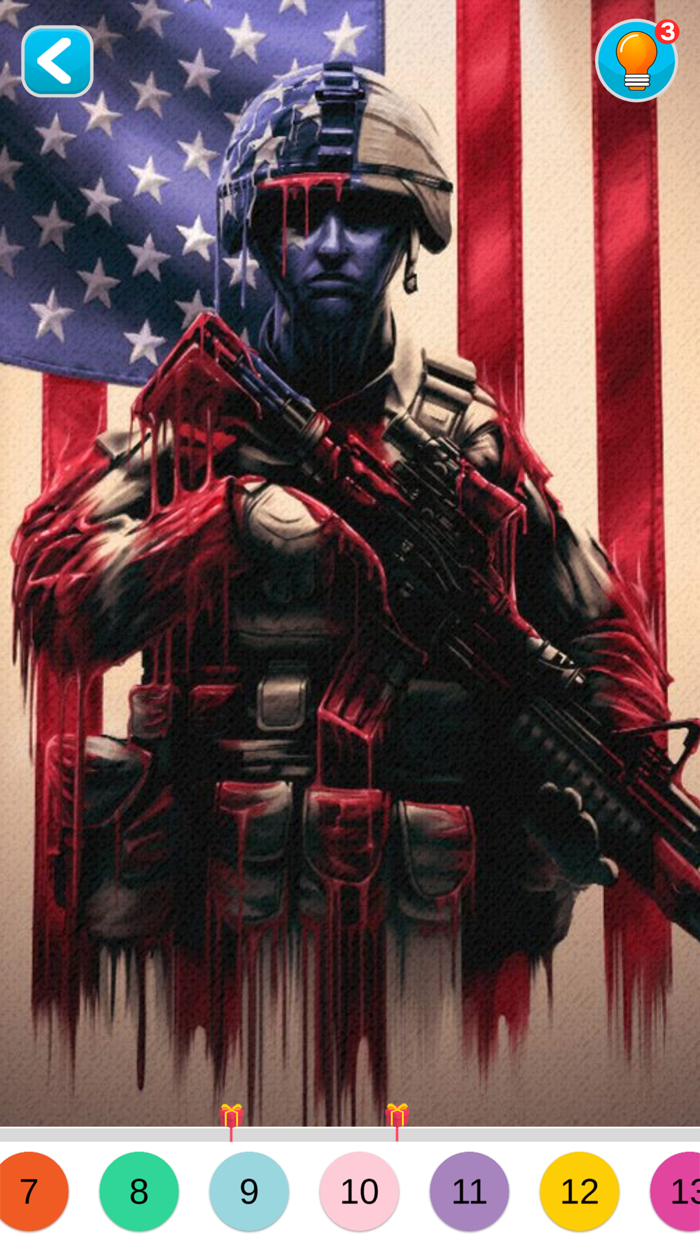 America Tattoo Color by Number