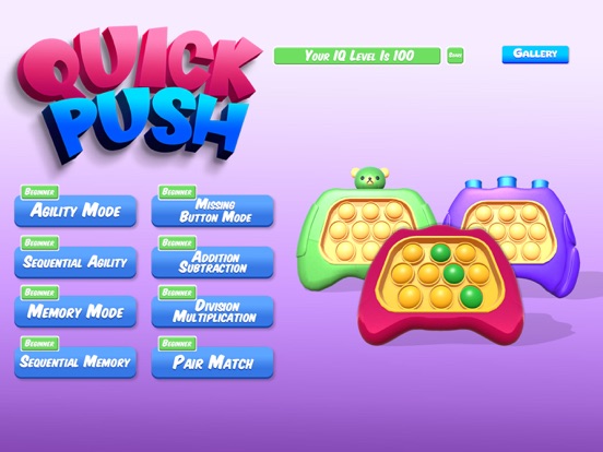Quick Push Toy! Brain Training iPad screenshot 1 - Health & Fitness app