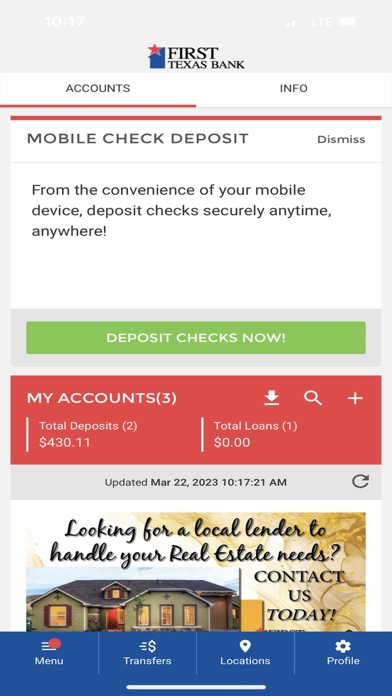 First Texas Bank Screenshot