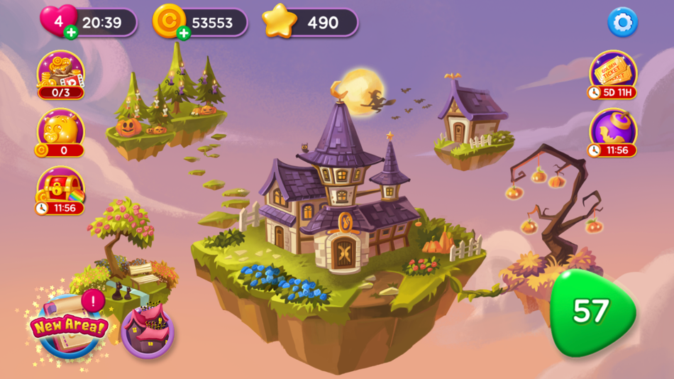 #7. Witch & Cats – Cute Match 3 (iOS) Af: PIVOT GAMES, Inc.