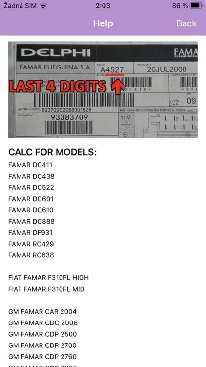 RADIO CODE for DELPHI FAMAR