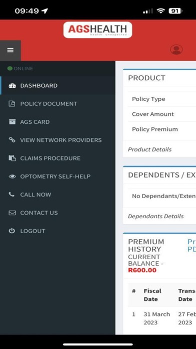 A.G.S. Health member portal Screenshot