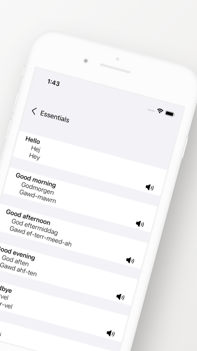 Danish Phrasebook Screenshot