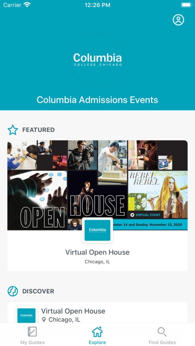 Columbia Admissions Events Screenshot