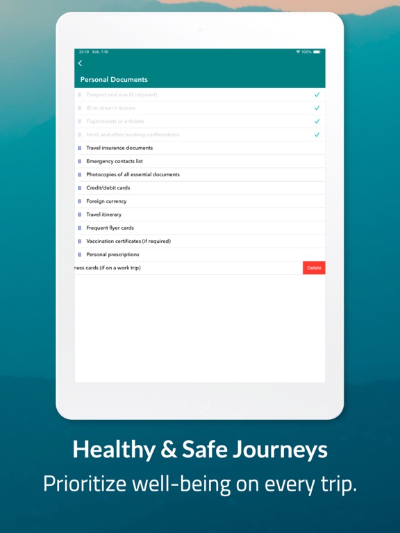Packing Checklist: Pack&Go iPad screenshot