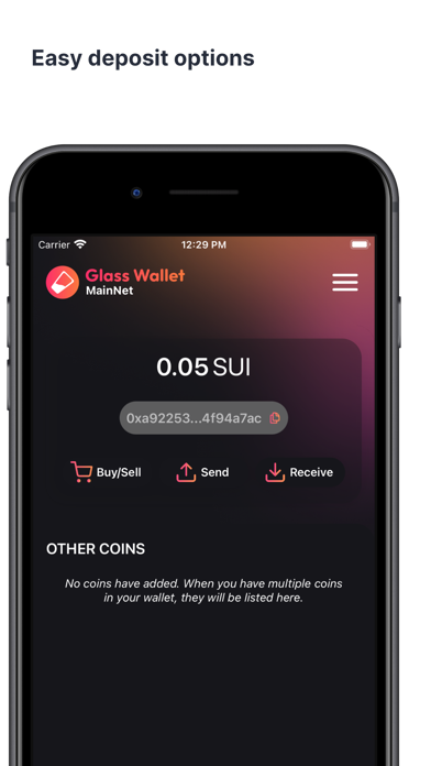 Glass Wallet | Sui Wallet Screenshot