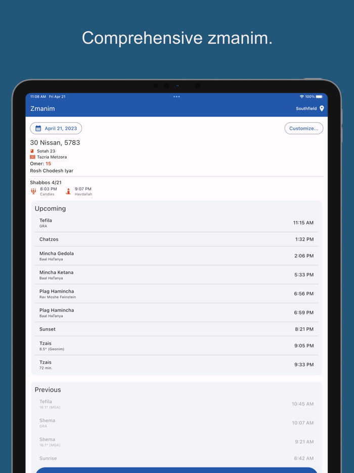 YidKit Smart Siddur Zmanim
